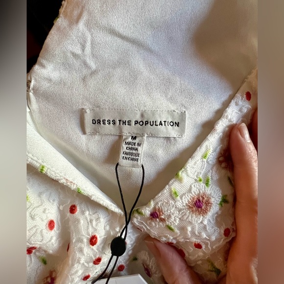 NWT Dress the Population Sunny Floral Maxi Dress Embroidered White Sz Medium - Picture 12 of 12